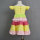 Wholesale Cotton linen fabric rainbow color baby girl dresses